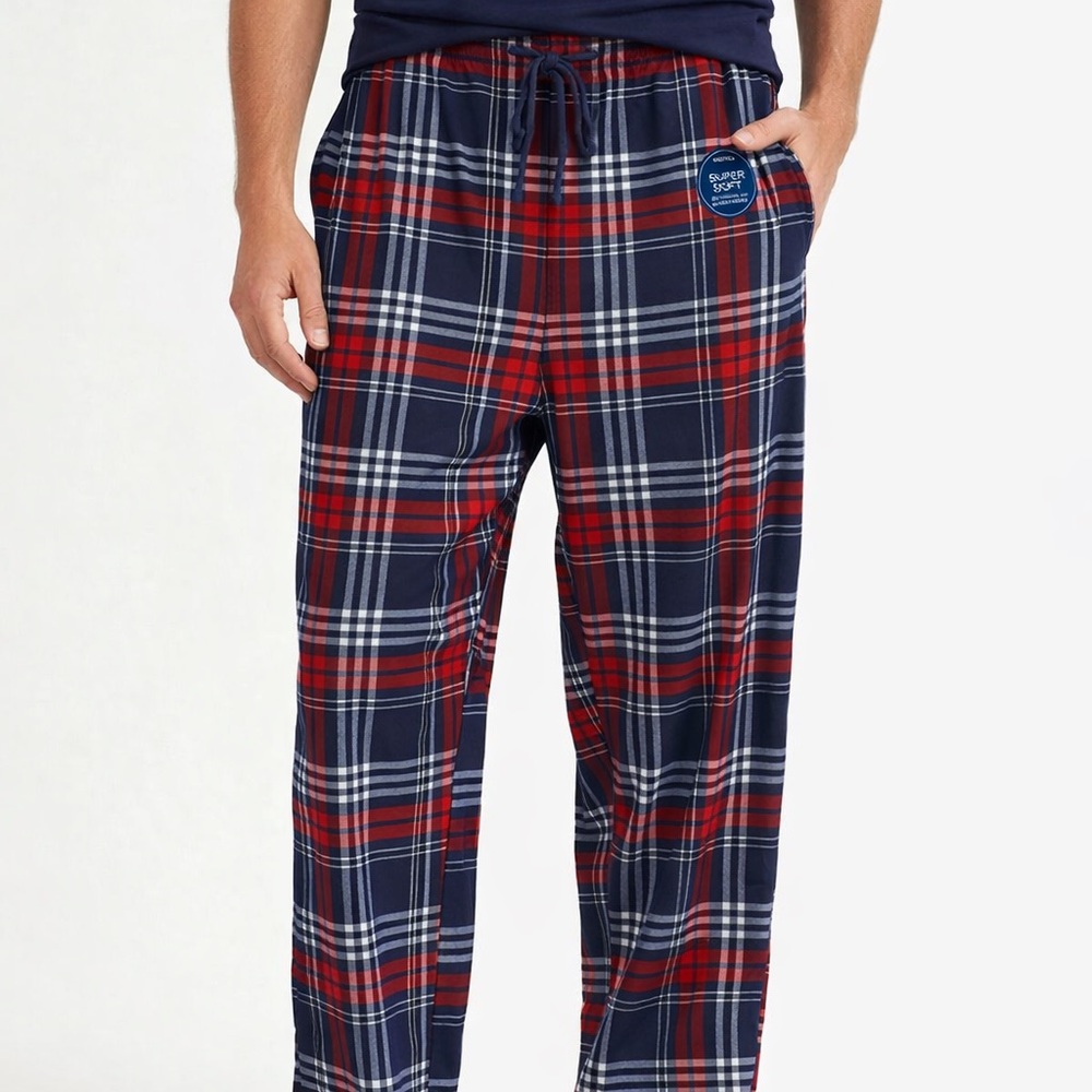 Nautica Men's Plaid Lounge Pants - Red and Blue